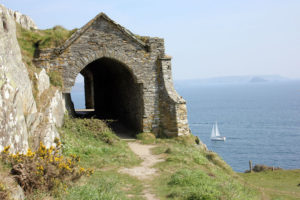 Rame Coast Building, and a boat on the water photo for the Richard W Luscombe Photography Portfolio