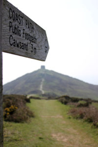 Rame Head and Rame Head chapel photo taken from the coast path sign for the Richard W Luscombe Photography Portfolio